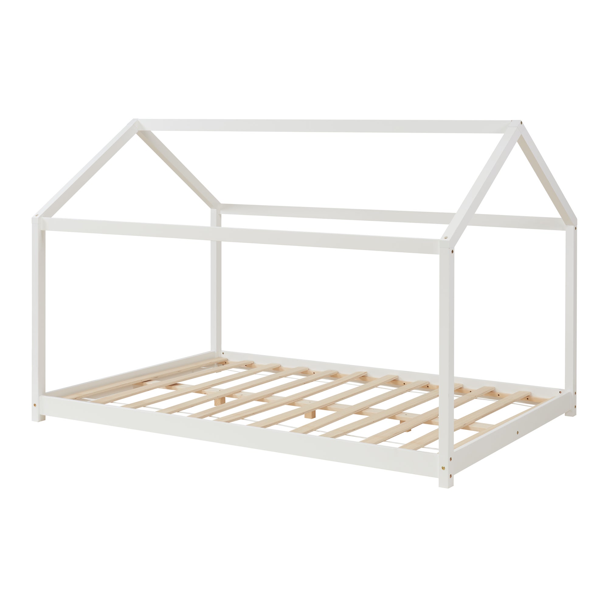Cama para niños pequeños - Cama Infantil - 200x120cm - Estructura Forma Casa de Madera Pino - Blanco [en.casa]® - 4