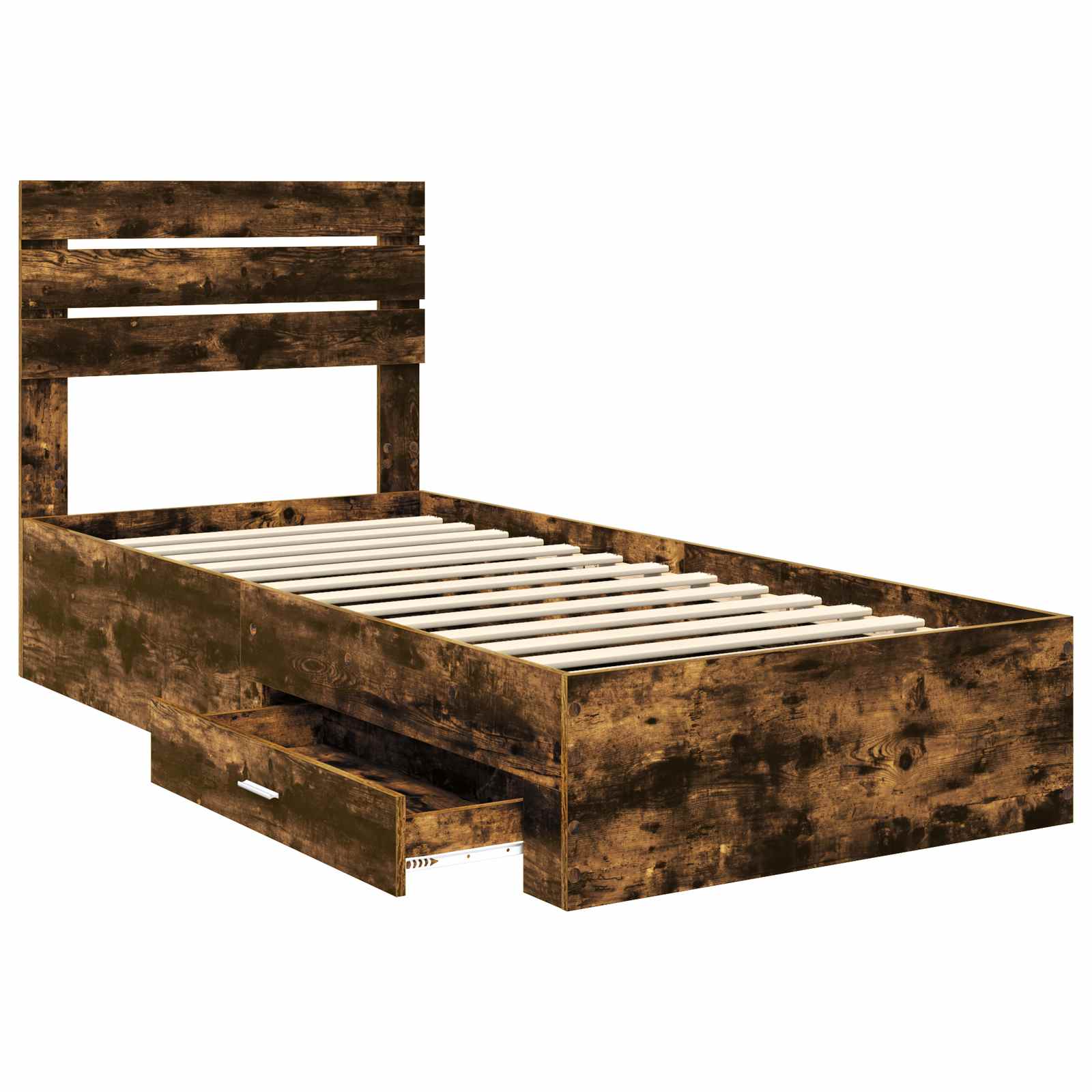Cadre de lit chêne fumé 90 x 190 cm en panneau de bois - 5