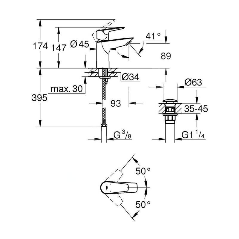 Miscelatore Monocomando Grohe Start Edge Per Lavabo - Design Moderno E Risparmio Idrico