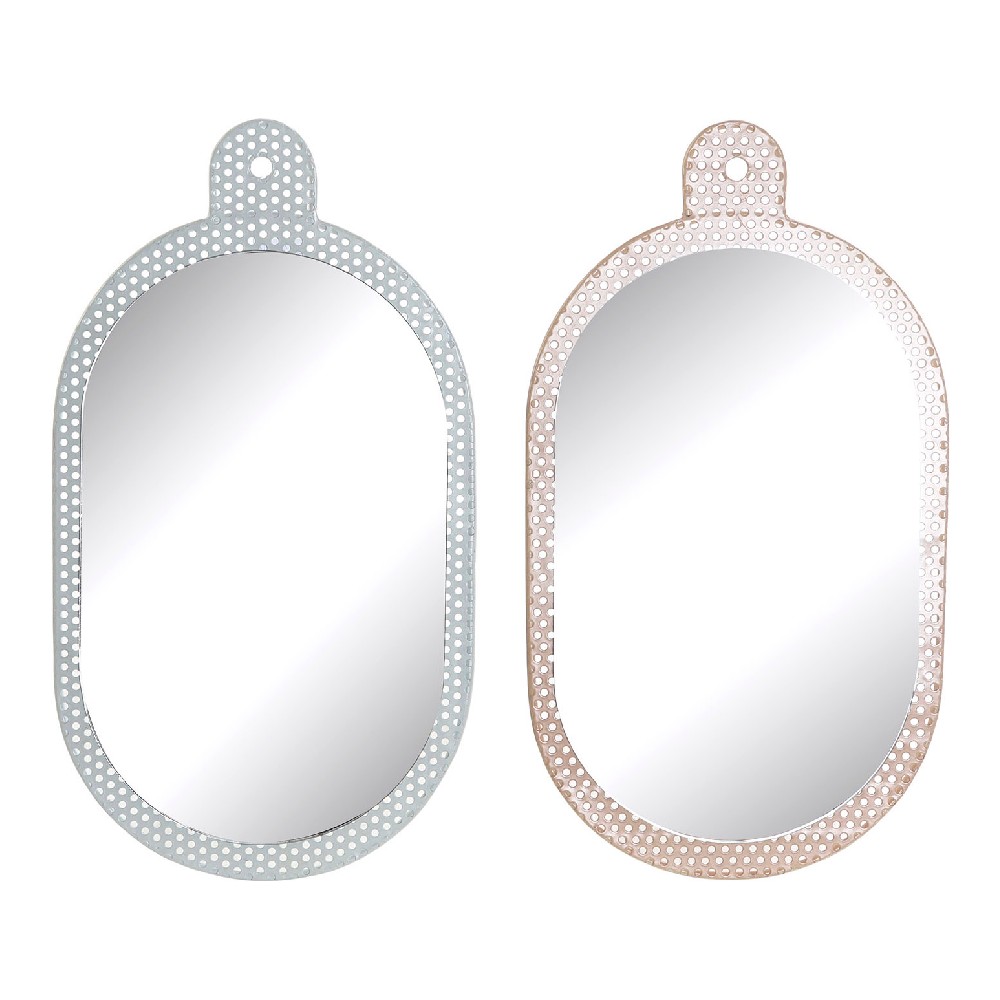 Espejo de pared dkd home decor 22 x 1,5 x 40 cm cristal rosa metal blanco (2 unidades) 8424001789122 s3014018 dkd home decor