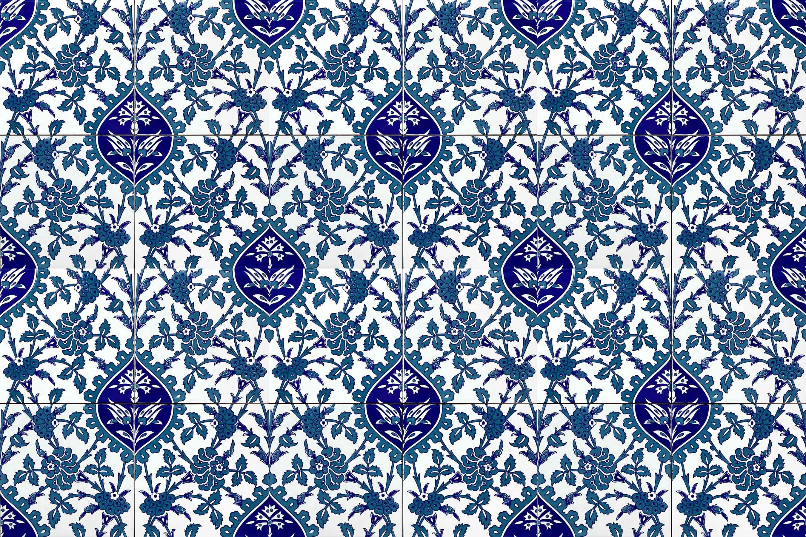 Cerames- Erol, piastrelle in ceramica Iznik 20 x 20 cm, confezione da 12 pezzi (0,48 m2) | Piastrelle in ceramica con motivi orientali - 6