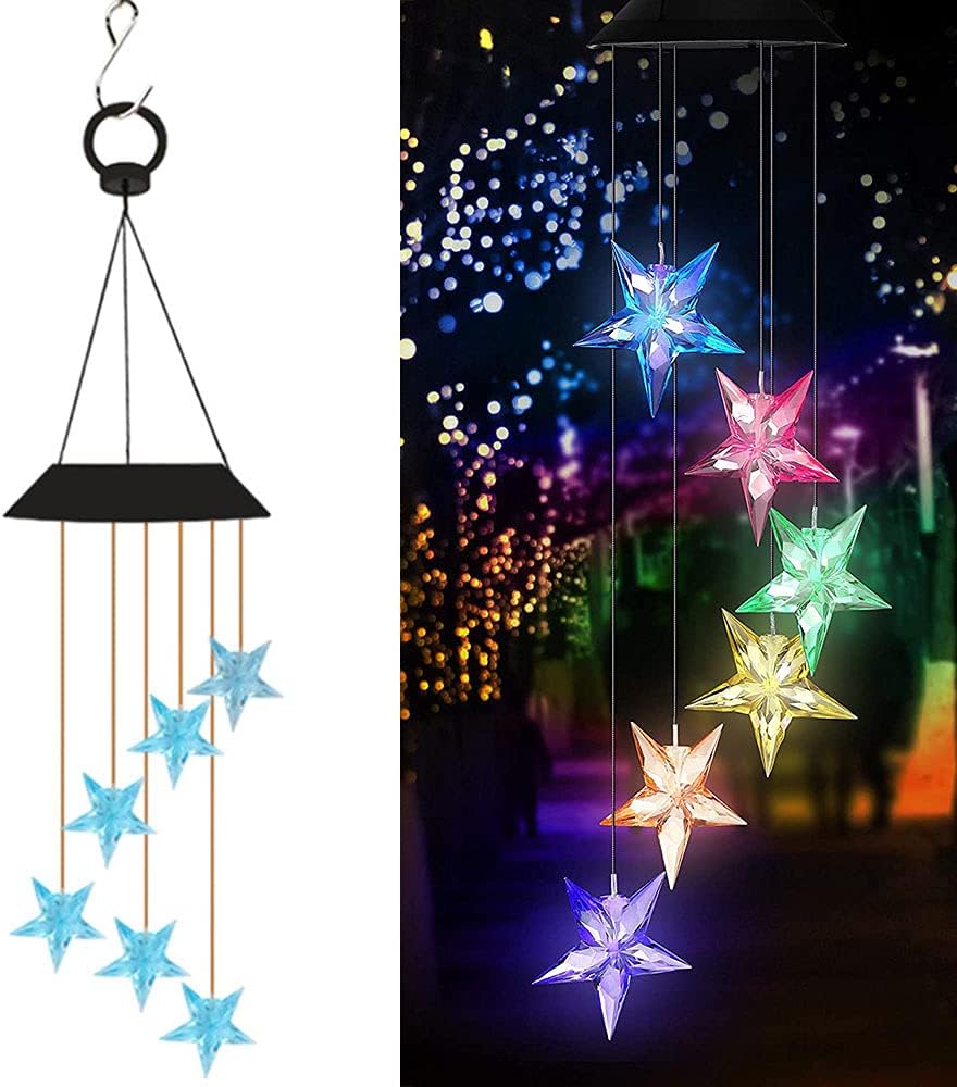 1 szt. Niebieski dzwonek wiatrowy solarny z wodoodporną baterią do użytku wewnątrz i na zewnątrz w ogrodach i na tarasach