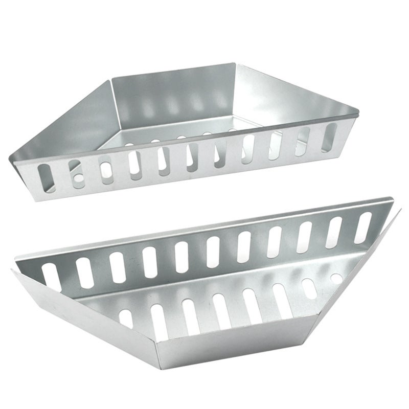 Koszyk na węgiel drzewny, grubość 0,6 mm, 37,4 x 10,7 x 7,2 cm, 2 sztuki, stal ocynkowana, kolor stalowy, do grillowania na świeżym powietrzu