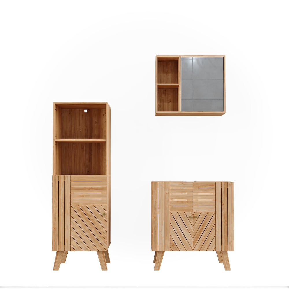 Vicco Zestaw mebli łazienkowych Lucie, Bambus, 3 sztuki, z szafką midi