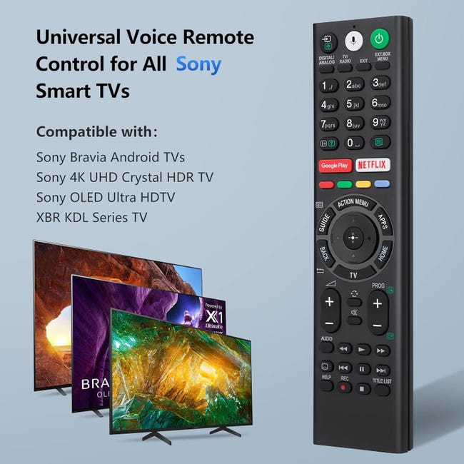 Telecomando Vocale Universale Originale Per Sony Bravia TV – Compatibile Con Modelli 2019–2024 (RMF-TX900U, TX800U, TX700U E Altri)