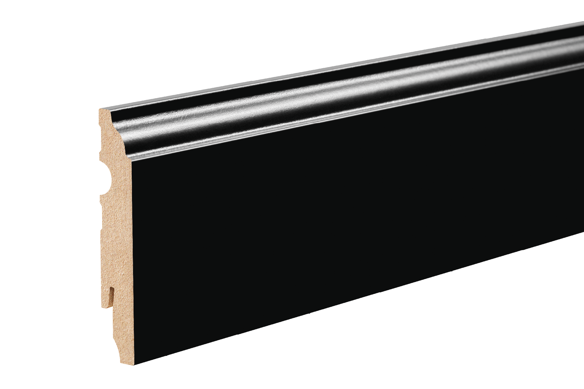 Listwa przypodłogowa MDF 90x16mm Cezar Czarny RAL9005 Lakier Półmat 2,20m