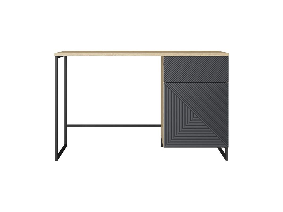 Bureau 1 porte et 1 tiroir ALICE pieds en métal BOBOCHIC Gris foncé ...