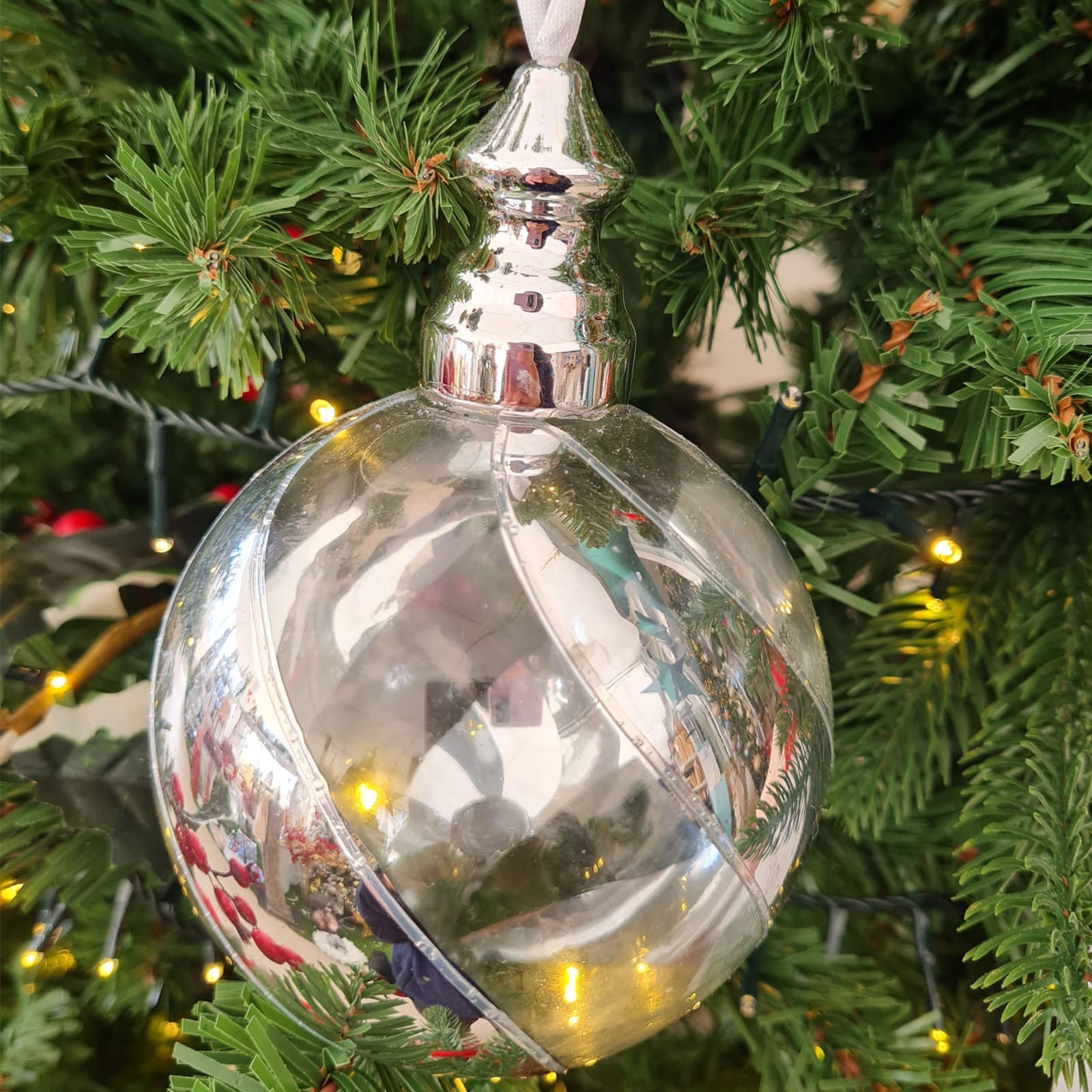 Palline natalizie per albero di natale in vetro trasparente da 9 cm per decorazioni 4 pezzi / Con Albero | Leroy Merlin