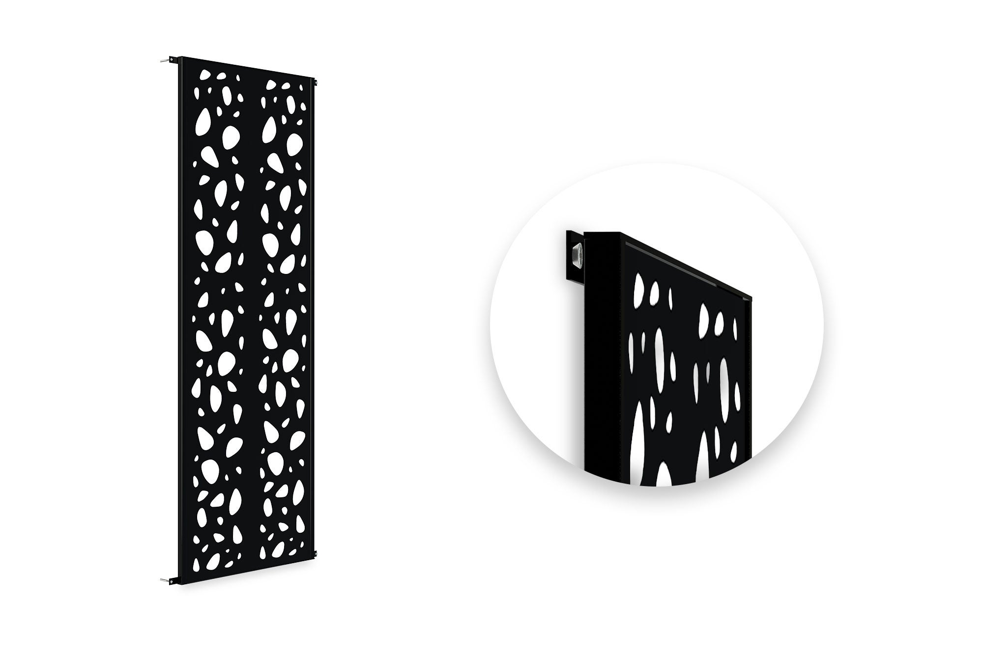 Lot de 3 panneaux décoratifs SUNNY Noir H.160cm motifs sur les côtés - 6