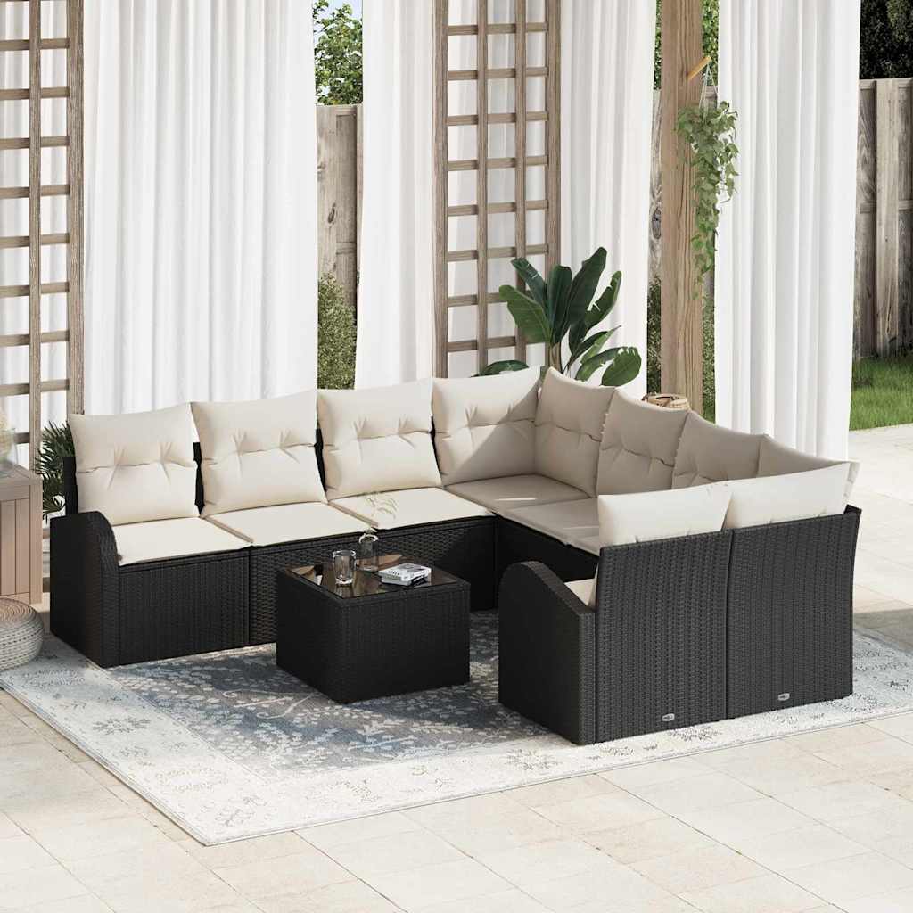 Zestaw Sof na Ogród Czarny 55 x 55 x 37 cm polirattan vidaXL