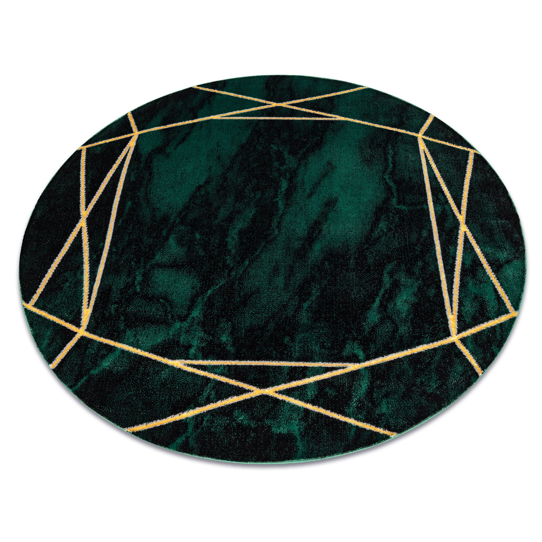 Dywan EMERALD ekskluzywny 1022 koło - glamour, stylowy marmur, geometryczny butelkowa zieleń / złoty koło 200 cm