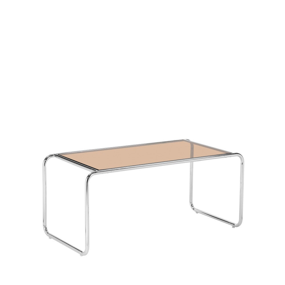Rika - Table basse en verre pieds chrome L80cm- Verre ambré - 5