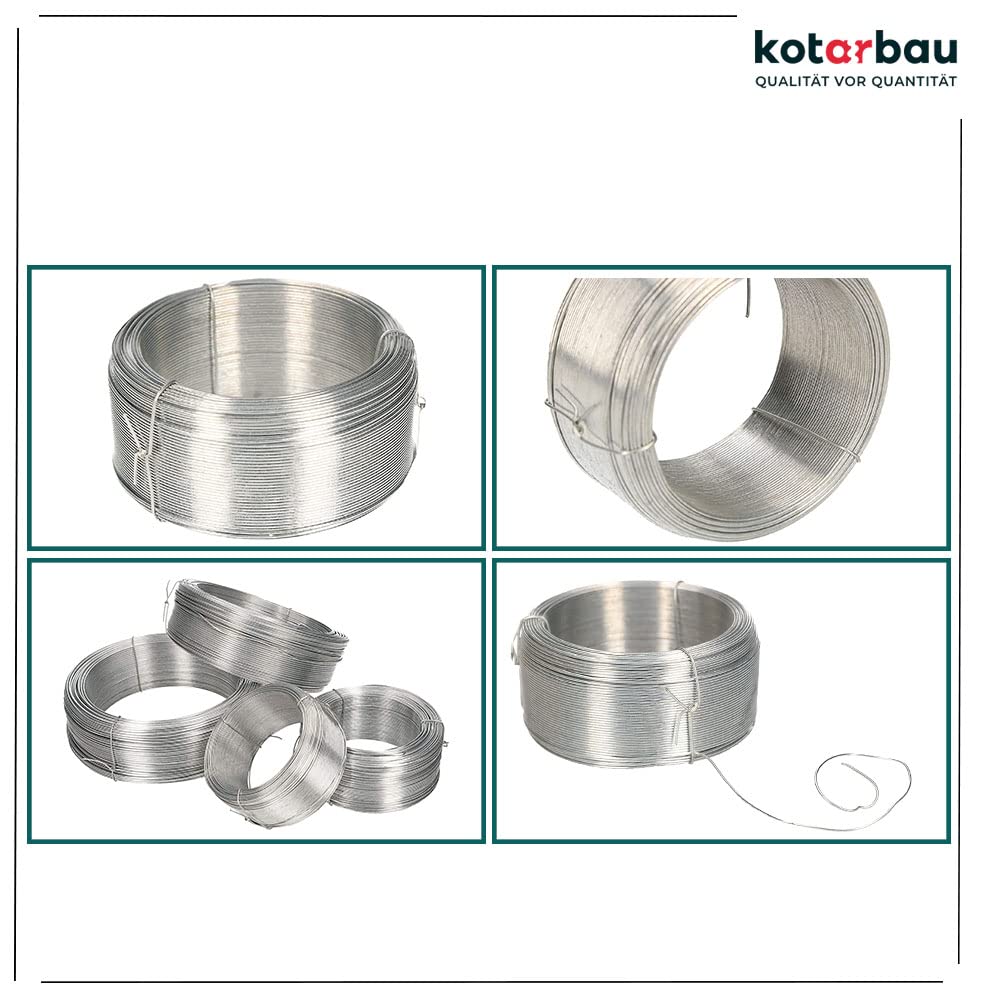 Fil de Jardin Galvanisé, diamètre 0,8 mm - 100 m - Fil de Serrage - Fil de Clôture - Pour Attacher des Plantes - KOTARBAU - 6