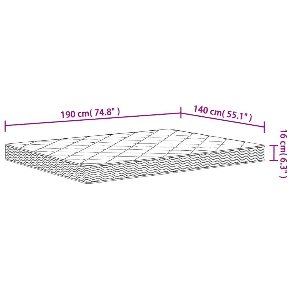 Matelas en mousse | Matelas de lit moyennement doux 140x190 cm CFW66929 - 9
