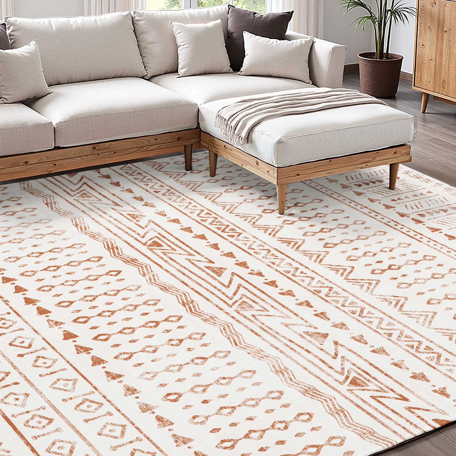Alfombra Salón VEVOR 1,5x2,4 m,Lavable Antideslizante,Pelo Corto Denso,Resistente Arañazos Animales,Suave Cómoda,Estilo Moderno,Beige - 8