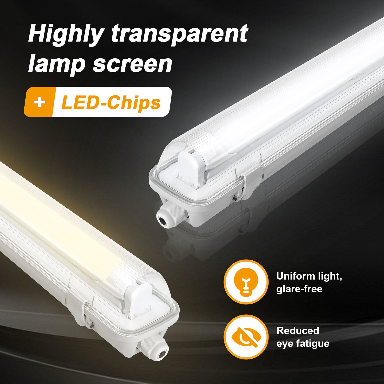 4x wodoodporna lampa listwowa LED do świetlówek T8 LED, IP65, lampa listwowa LED, 120 cm, 1 x 18 W, neutralna biel - 4