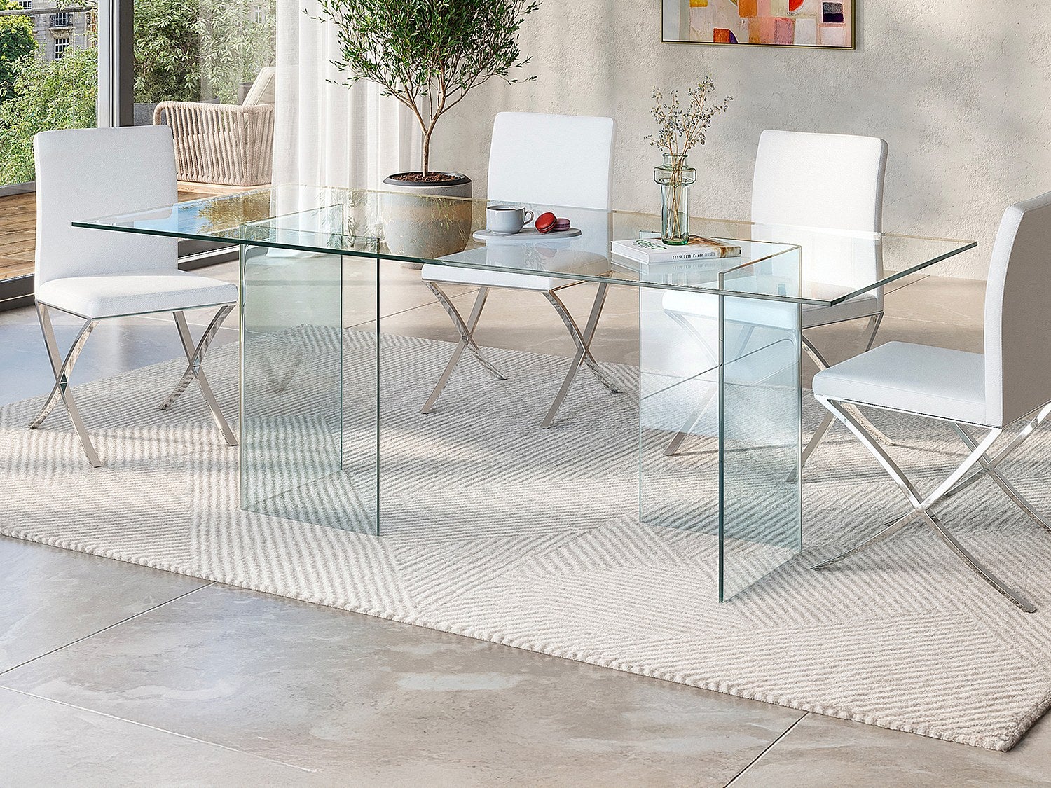 Stół do jadalni COLEDON - Dla 8 osób - Szkło hartowane