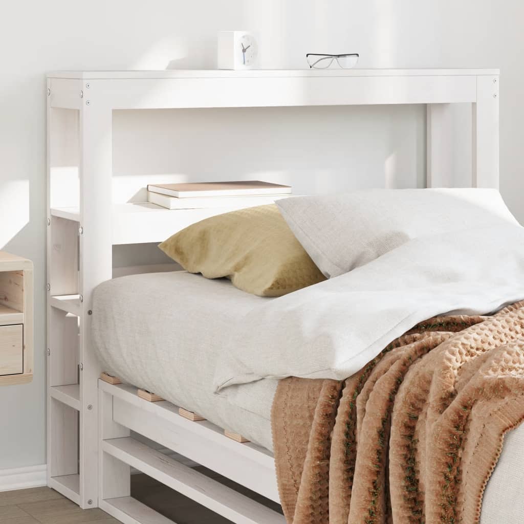 Tête De Lit Avec Étages En Pin Massif Blanc 90 Cm - Rangement Intégré, Sur Pied - 8