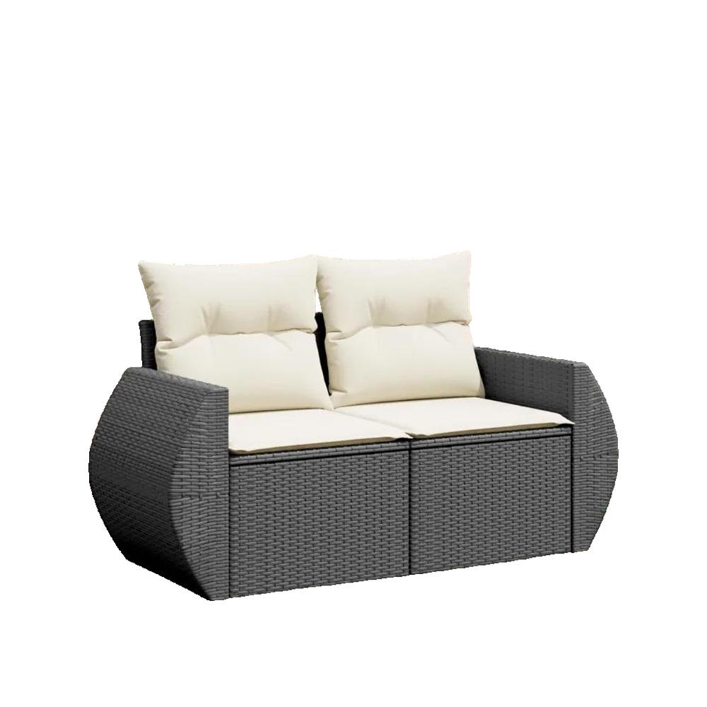 Salon bas de jardin en polyrattan Noir 2 personnes - 3