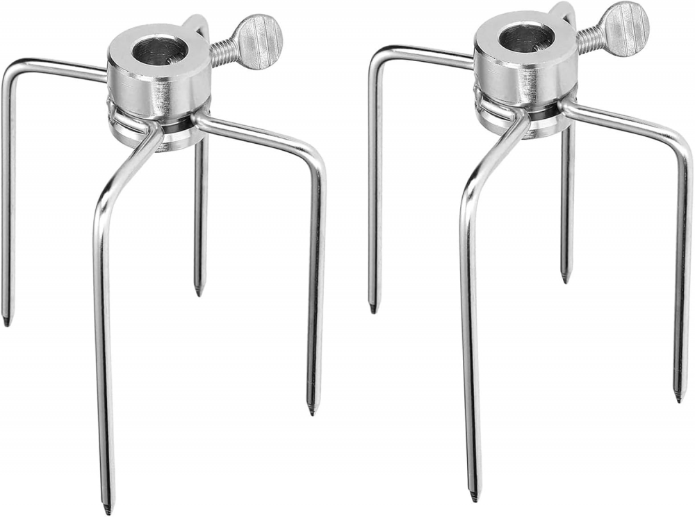 Zestaw 2 chromowanych igieł do szaszłyków i widelców do grilla z wkrętami do rożna