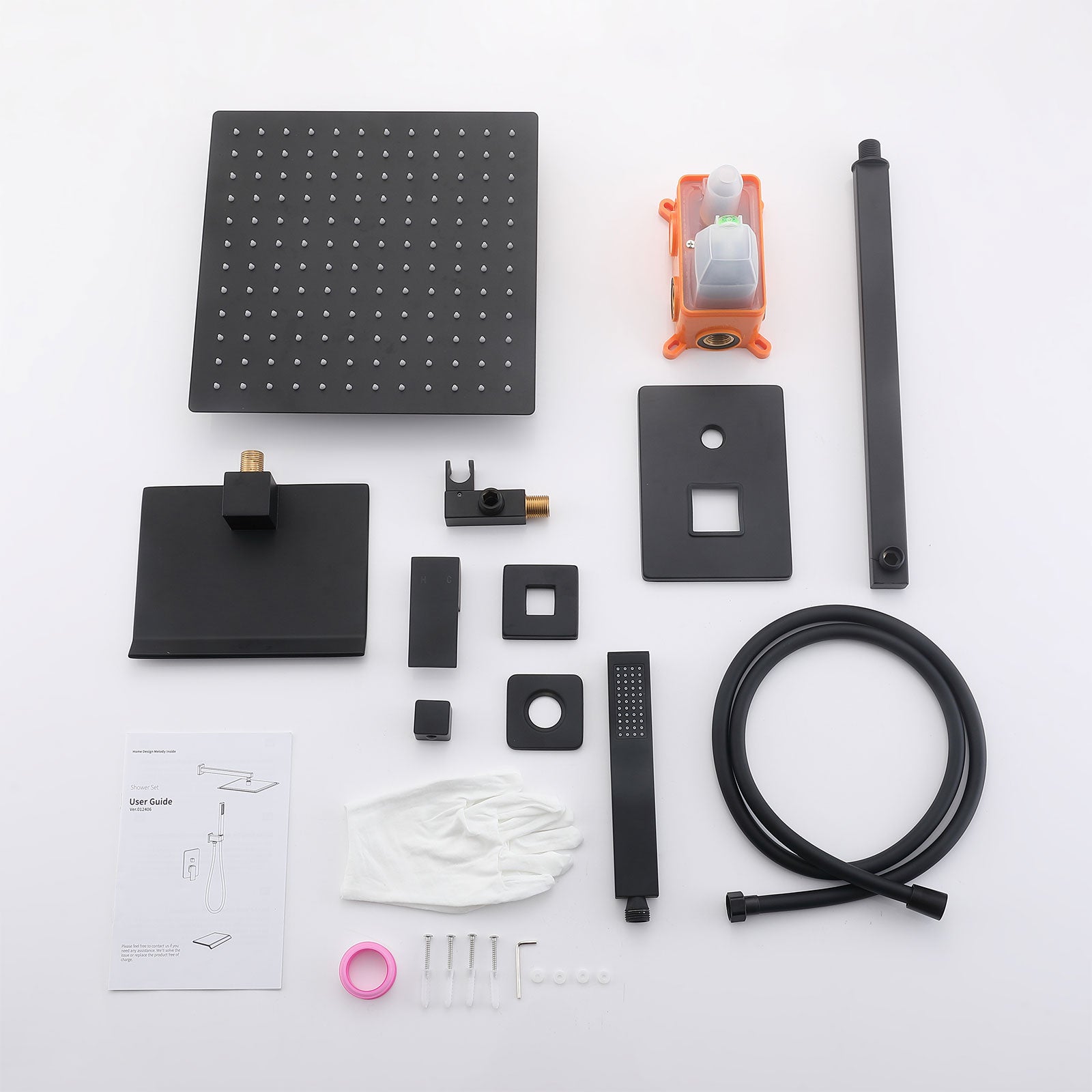 Colonne de Douche Encastrée Noir, Ensemble de Douche avec 12