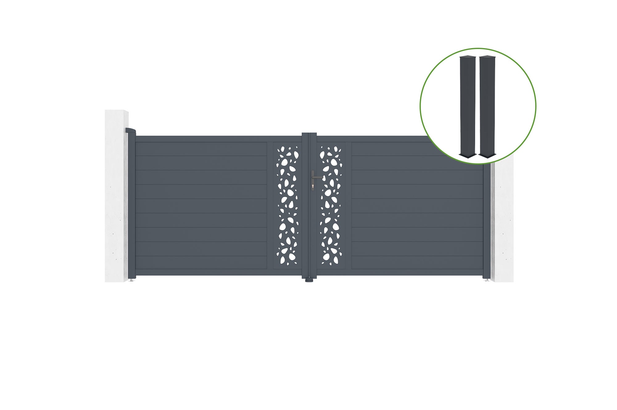 Brama skrzydłowa 4m SUNNY wys. 160cm aluminium szare + 2 słupki 20x20cm wys. 190