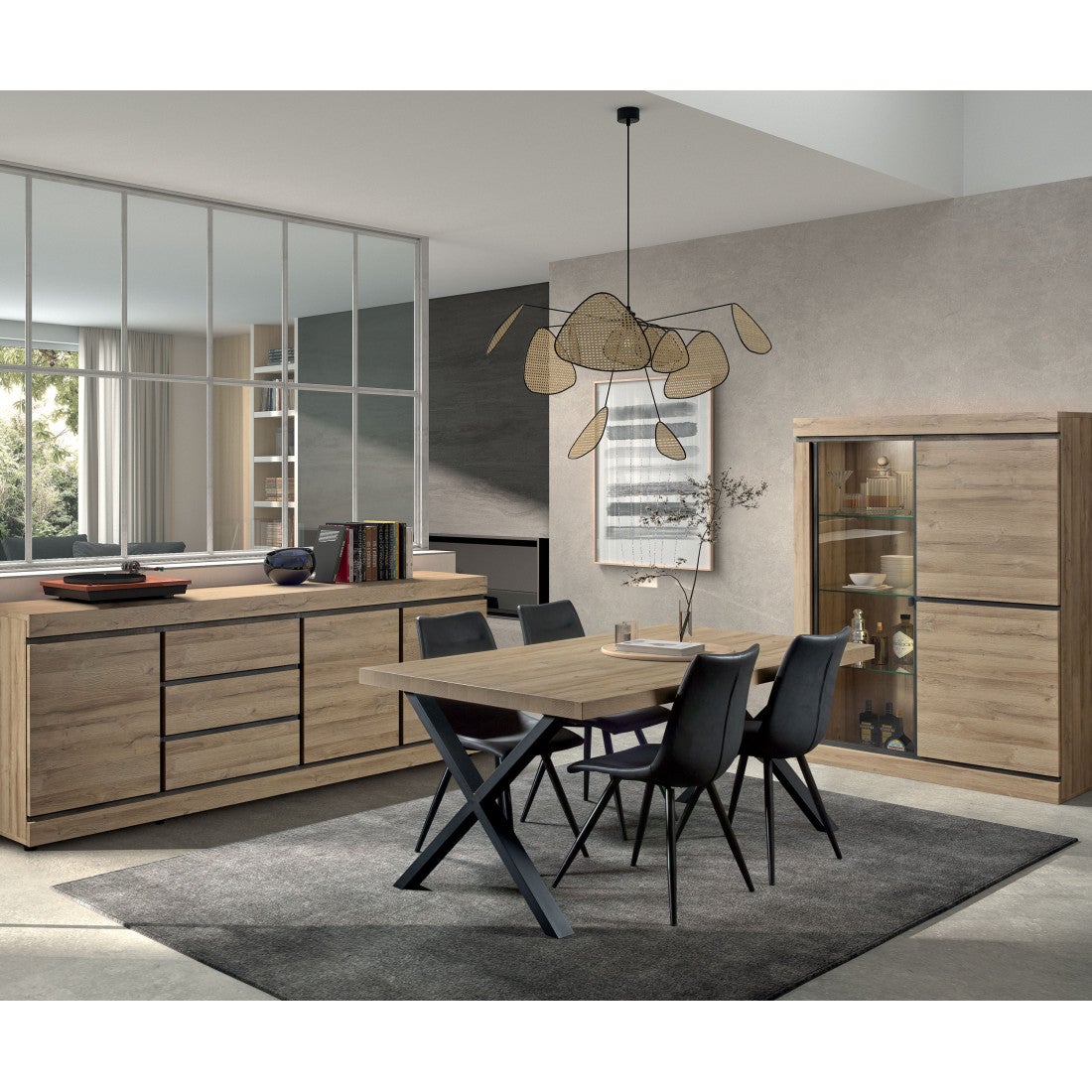 Salle à Manger Complète En Chêne – 9 Pièces – Table, Chaises, Buffet – Occasion