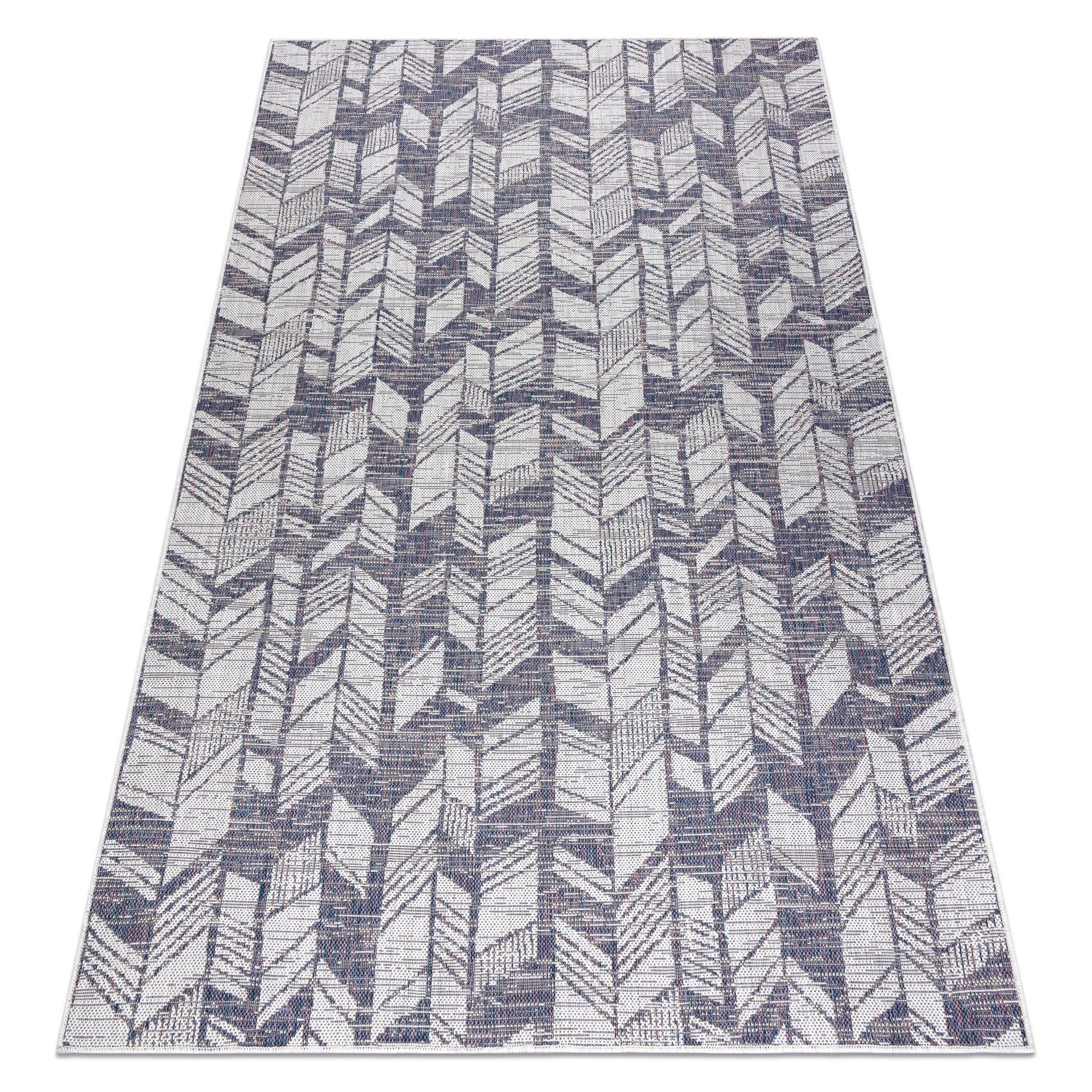 Dywan SZNURKOWY SIZAL SION Jodełka, Chevron 22180 płaskie tkanie ecru / niebieski / róż 120x170 cm