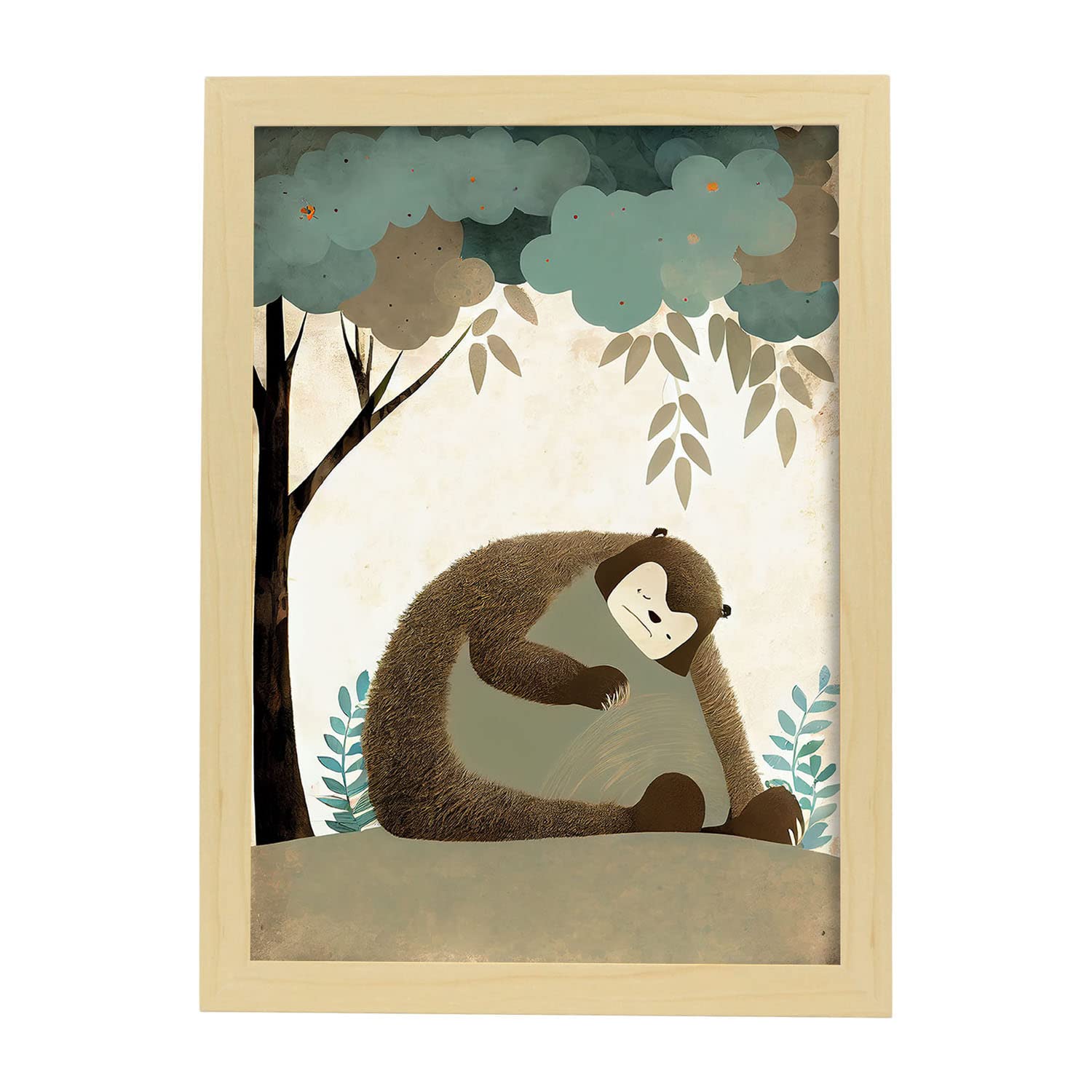 Nacnic poster de oso en estilo precisionismo ilustraciones infantiles a todo color de animalitos durmiendo interiorismo y decoración a3 marcos madera