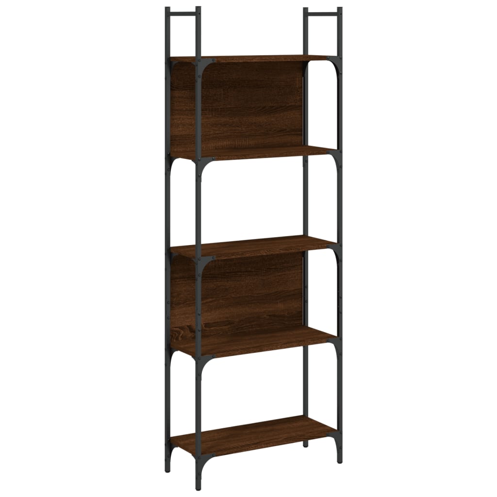 Libreria Armadio Homgoday Con 5 Scomparti E Doppia Porta - Rovere Sonoma 82,5x30,5x185,5 Cm - 3