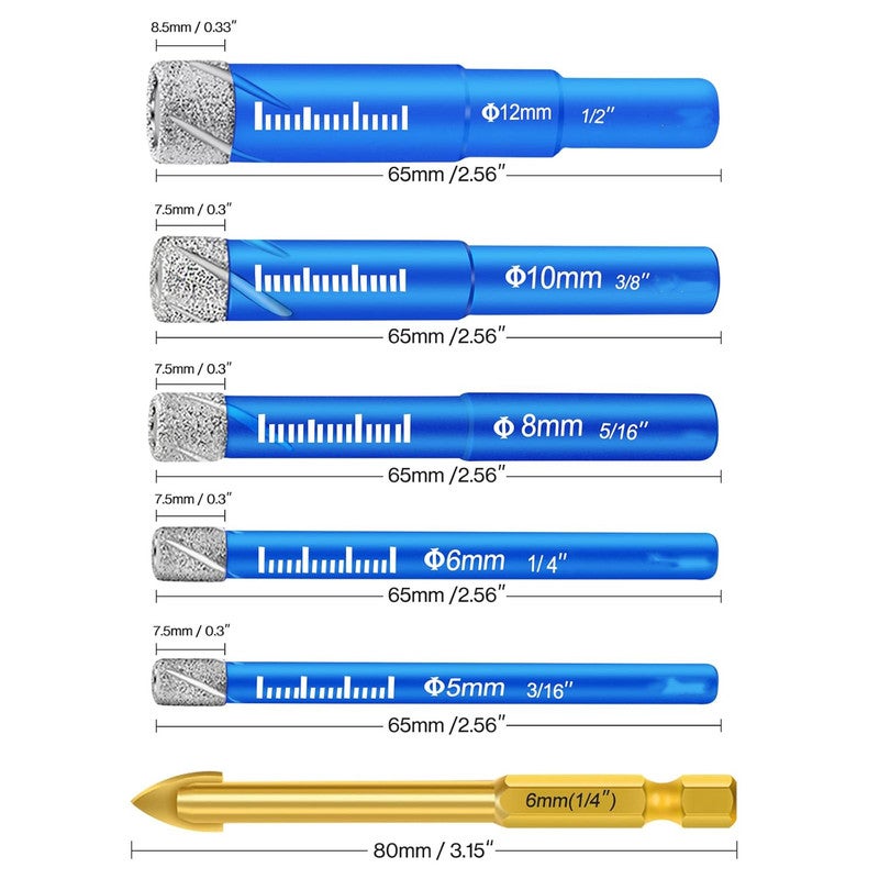Kit Sega A Tazza EXFEIN 10 Pezzi - Punte Diamantate Per Piastrelle E Marmo Adattatore SDS Trapano - Foto 6