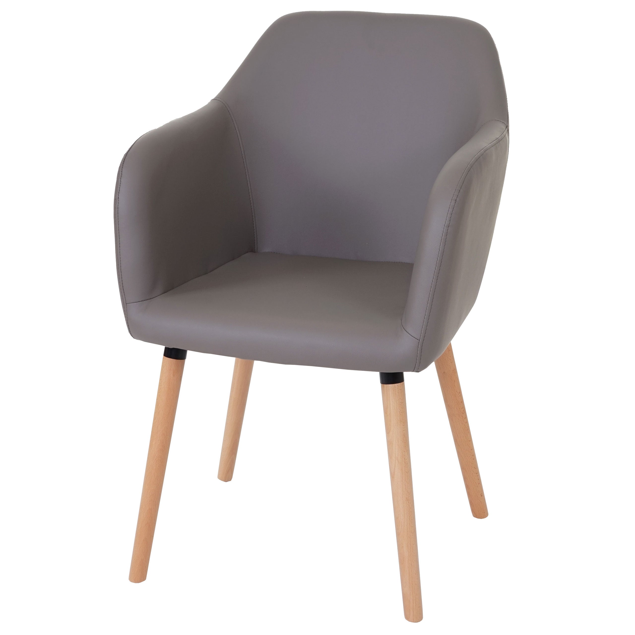 Krzesło do jadalni Malmö T381, krzesło kuchenne, design retro 50s ~ imitacja skóry, taupe-szary, jasne nogi