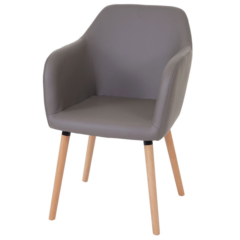 Krzesło do jadalni Malmö T381, krzesło kuchenne, design retro 50s ~ imitacja skóry, taupe-szary, jasne nogi