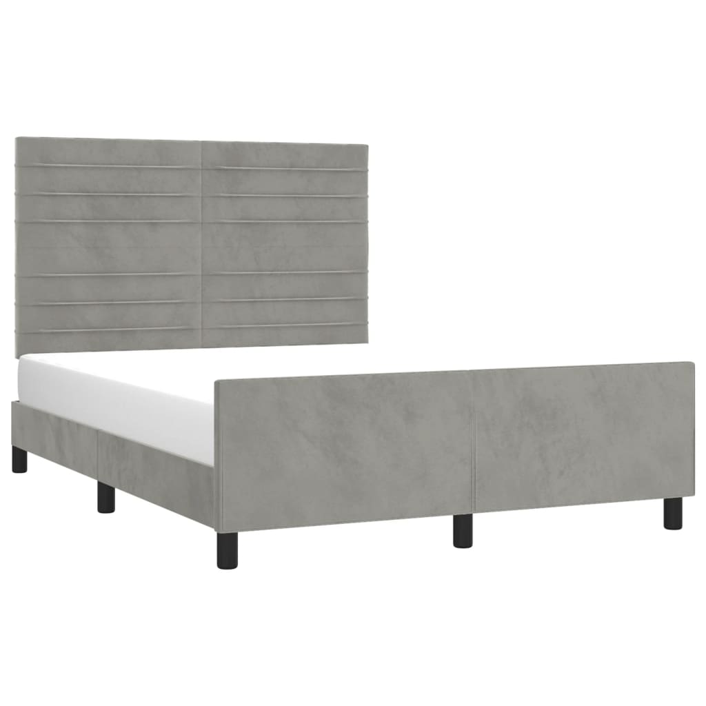 Cadre de lit sans matelas en velours gris clair pour la chambre, 140 × 200 cm - 3