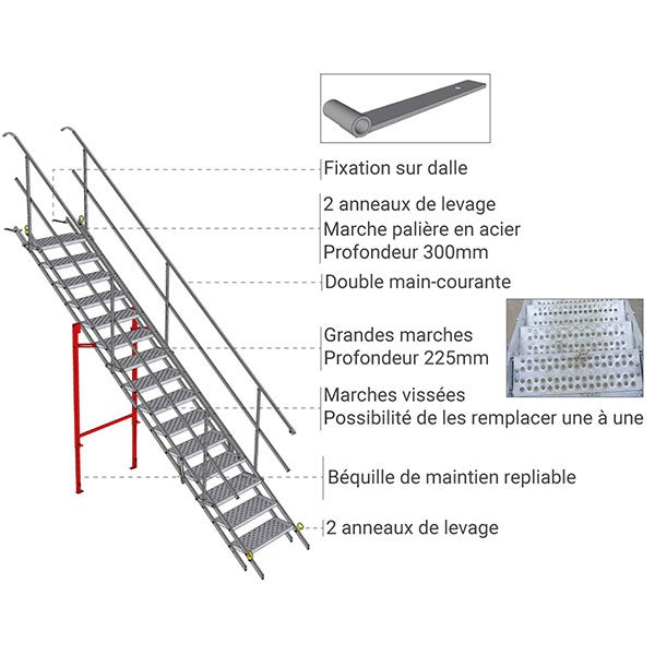 Escalier 18 marches - Hauteur à franchir max. 4.16m - SAFETY-STAIRS/18 - 3
