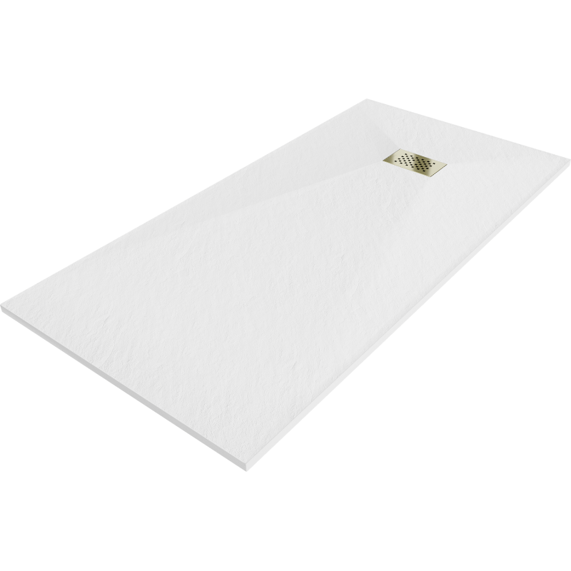 Mexen Hugo brodzik prostokątny SMC 170 x 80 cm, biały, maskownica złota - 42108017-G
