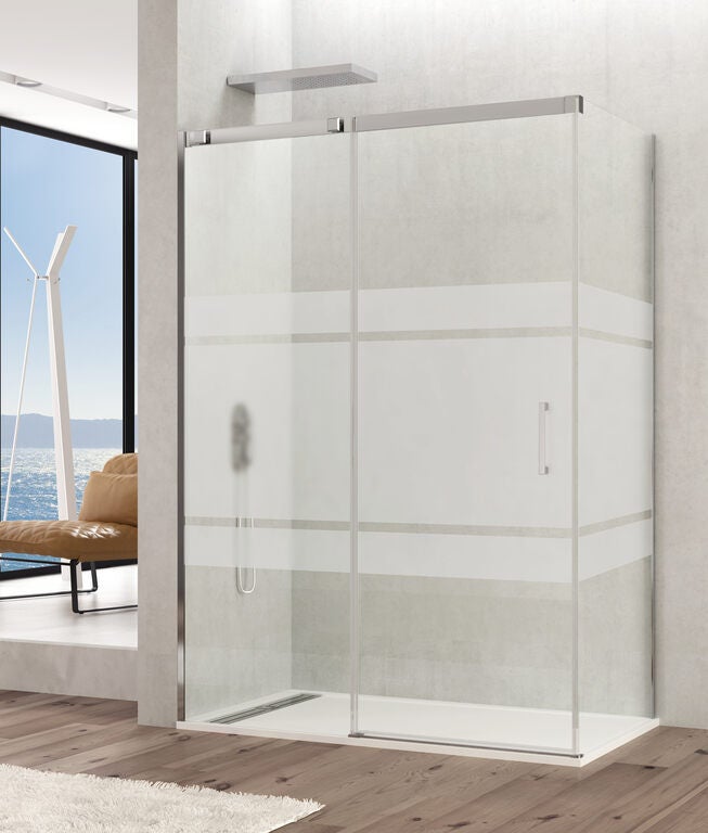 Box doccia angolare TEMPLE fisso + scorrevole + laterale fisso 140x80 ...