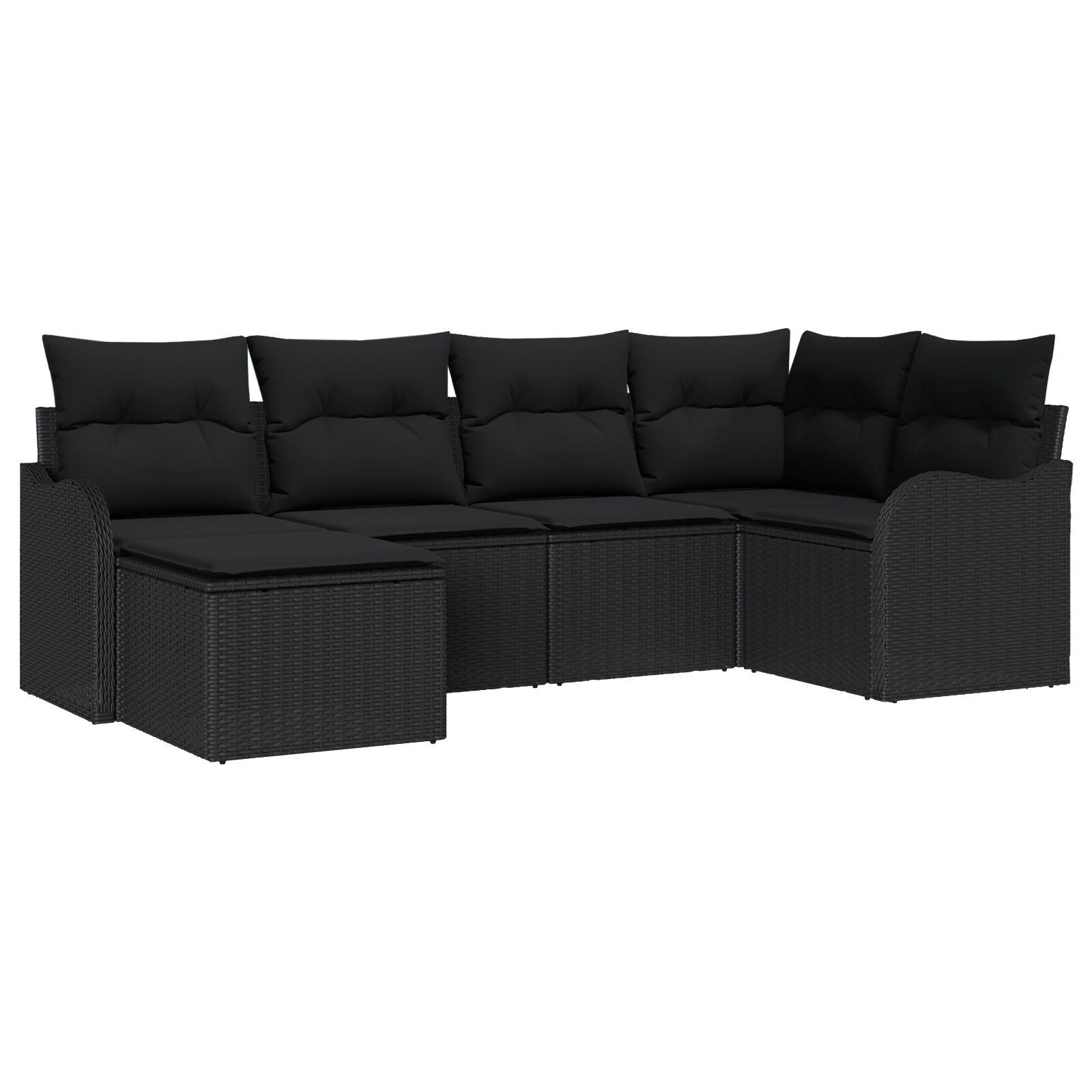 Zestaw Sof na Ogród 6 pcs Czarny polirattan vidaXL