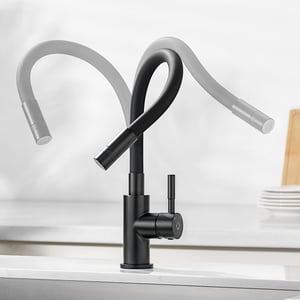 CECIPA MAX Noir Flexible Mitigeur de Cuisine avec 2 Types de Jets - Robinet Cuisine Rabattable - Robinet d'évier Rotatif à 360 °