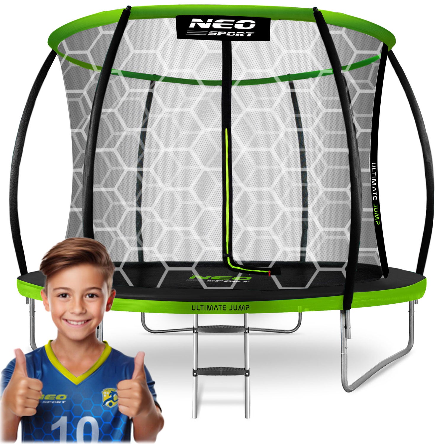 Trampolina ogrodowa dla dzieci drabinka 312cm 10ft Neo-sport