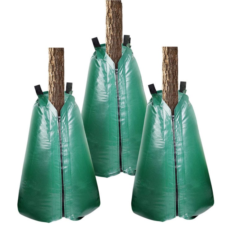 Lot De 10 Sacs D'Irrigation Arbres 75L - PVC Robuste Anti-UV Vert - Arrosage Lent Et Écologique