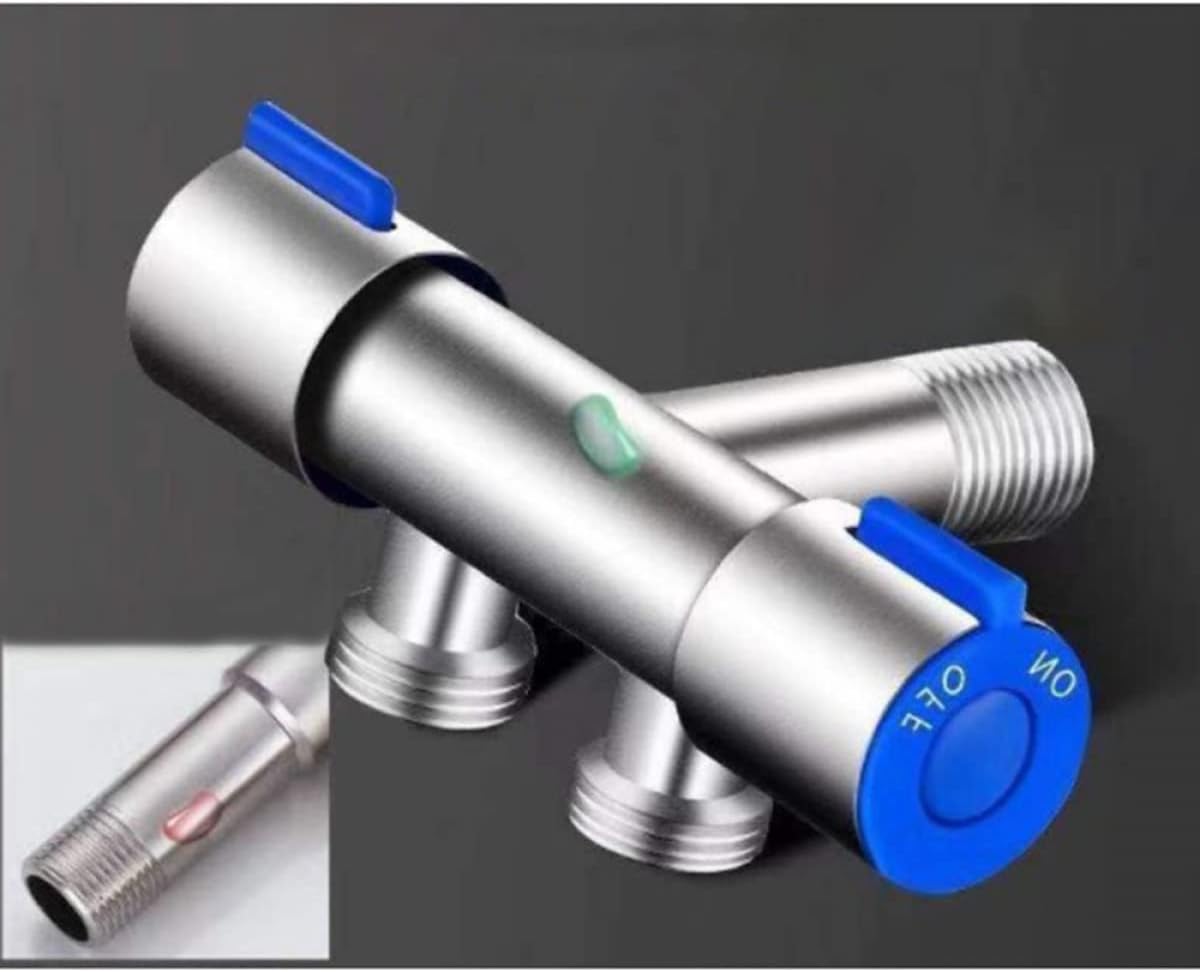 Robinet à eau en acier inoxydable à double poignée pour salle de bain, machine à laver, double contrôle, une vanne d'angle d'entrée et deux sorties - 3
