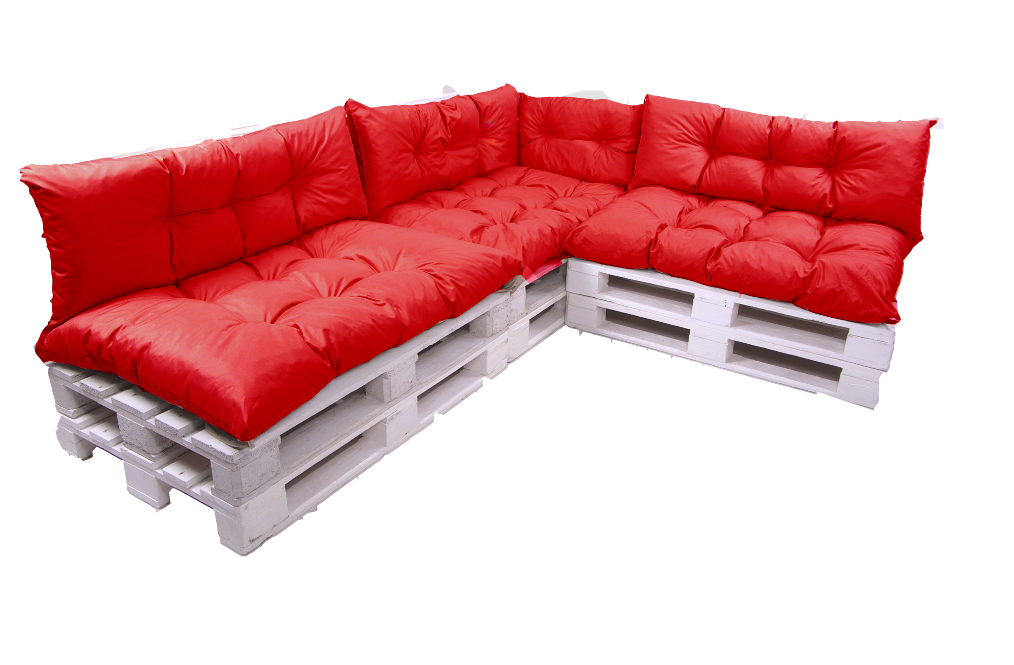 Conjunto de 7 cojines para palets, 3x asiento 120x80 y respaldo 120x40cm, cojín de jardín, conjunto de cojines para muebles de jardín rojo