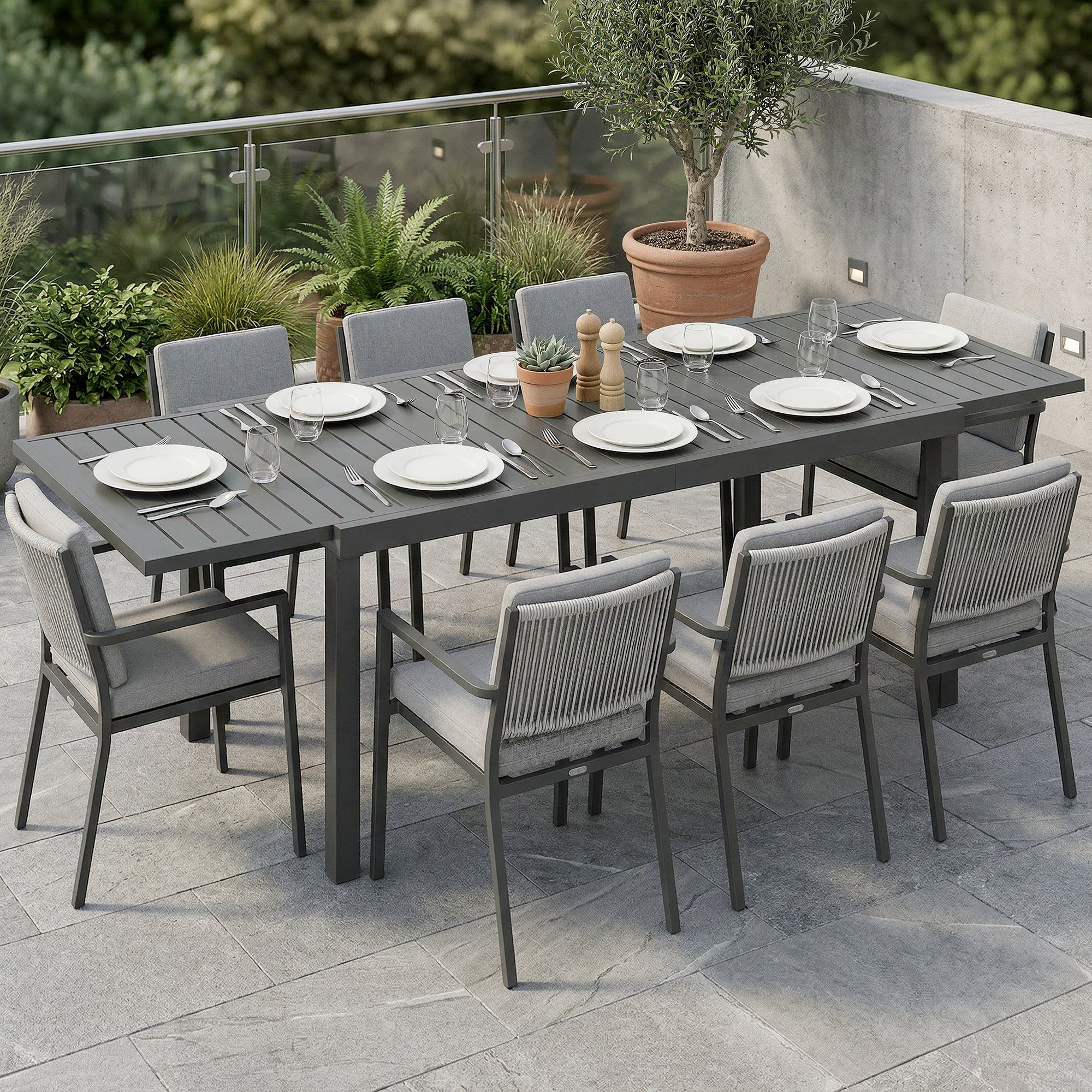 Outsunny Mesa de Jardim Extensível 150/225x85x75 cm - 2
