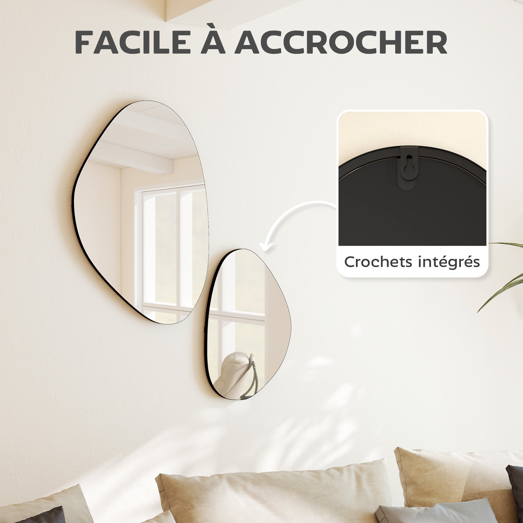 Lot de 2 miroirs muraux verre HOMCOM - 5