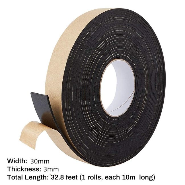 Bande D'étanchéité Autocollante En Mousse Noire - 20x10 Mm, 8 Mètres - Pour Fenêtres, Portes, Plaques De Cuisson