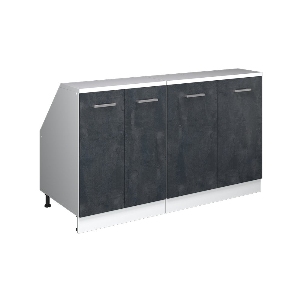 Vicco armario de cocina para techo inclinado r-line, hormigón negro, 140 cm lote de 2 carcasas de armario 60 cm de profundidad