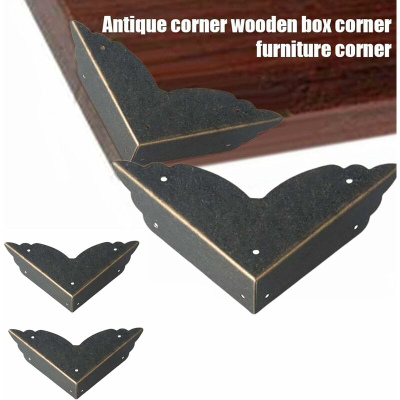 8 pièces Vintage Protecteur Décoratif d'angle en Fer protecteurs d'angle en métal pour Meubles De Protection d'angle De Meuble en Bronze 70*70*20mm - 4