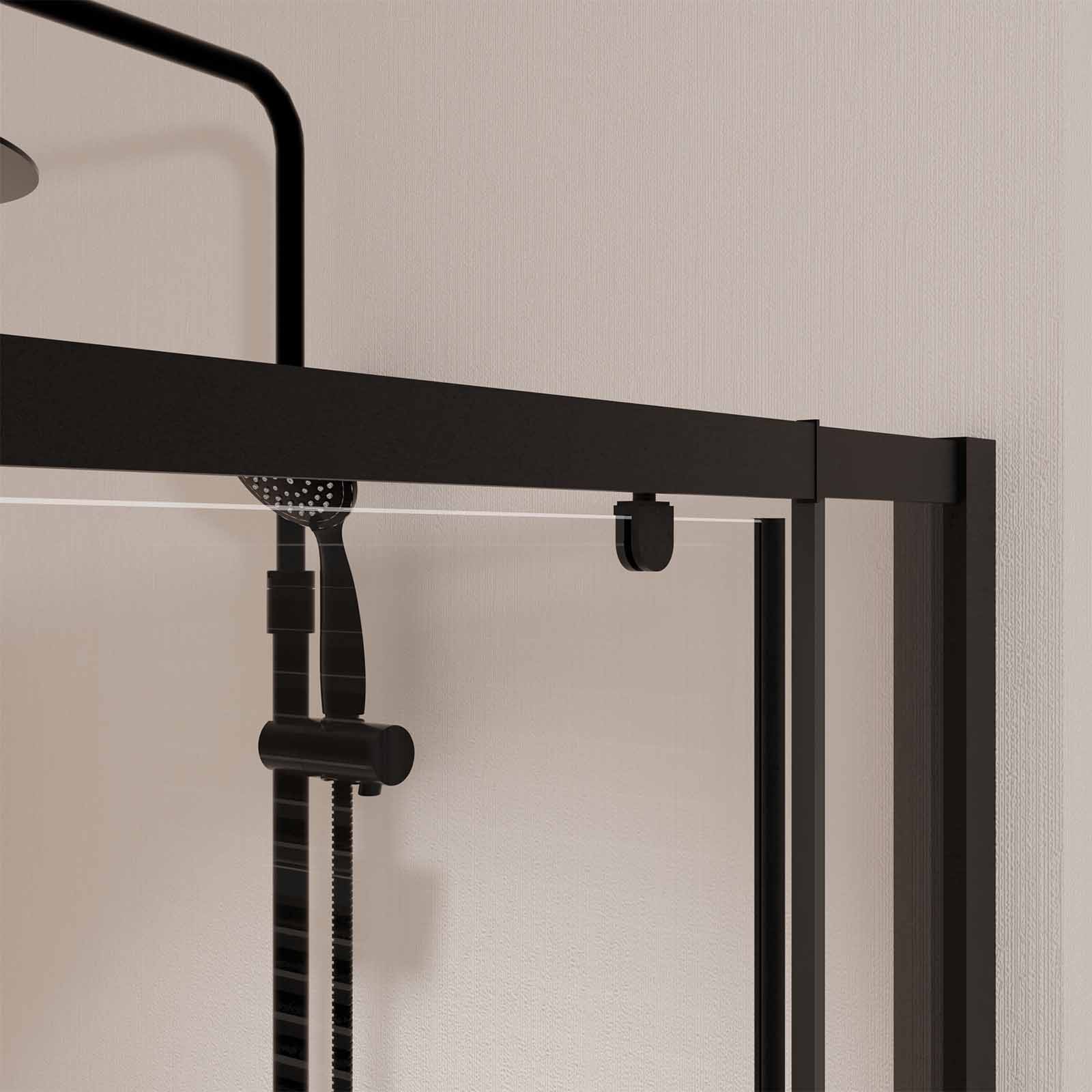 Porta doccia Pivotante Nera 80-90x185 cm - Estensibile da 78 a 90 cm - BLACK SLIDE 80 90 - 2