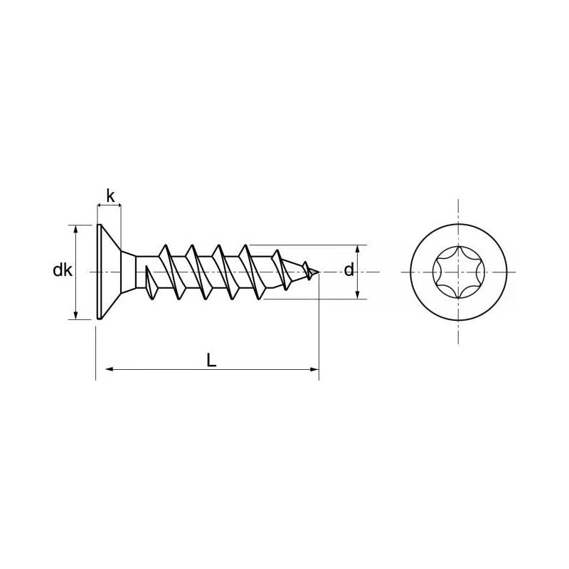 Vis bois TX inox A2 filetage total - 200 pcs - 4 mm - 60 mm - 2